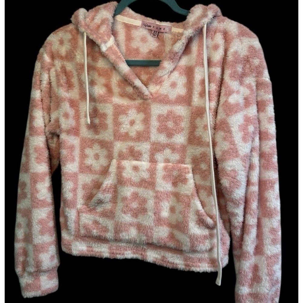 Girls Crave Fame XS Hoodie Pink Floral Flowers Pullover Long Sleeve Casual Soft